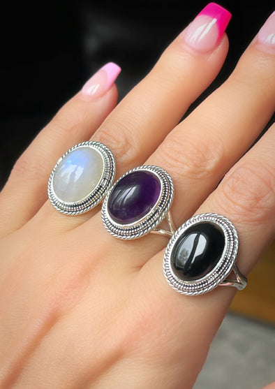 STERLING SILVER ARTISAN GEMSTONE RINGS