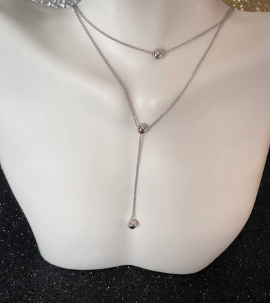 Sterling Silver Simple Silver Drop Necklace
