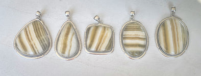Sterling Silver Yellow Calcite Artisan Pendant Necklace