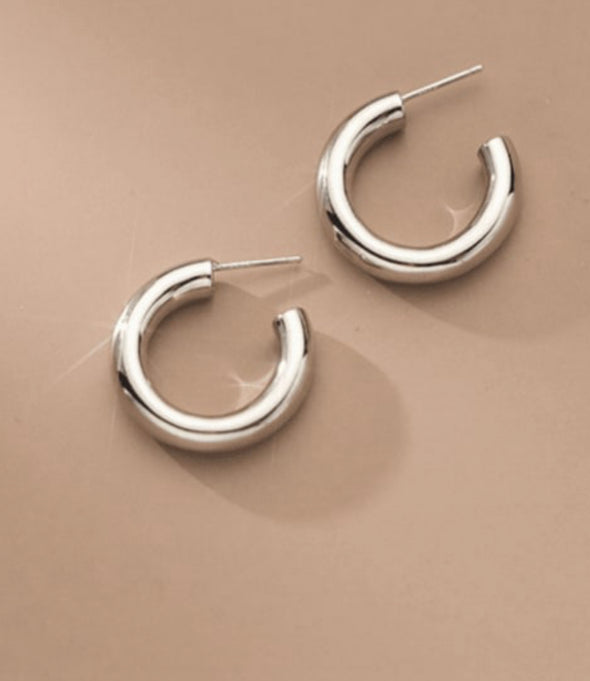 Sterling Silver Small Smooth Hoop Earrings