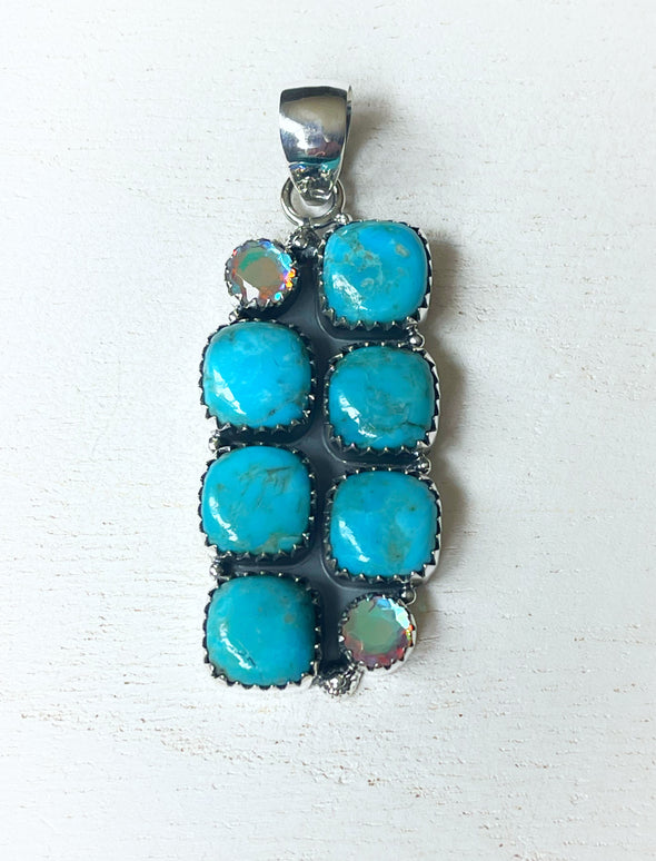 Sterling Silver Turquoise/Angel Aura Accent Pendant