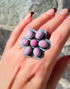 Sterling Silver PURPLE PHOSPHOSITE / PINK OPAL Custom Cluster Ring