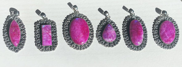 Sterling Silver Pink Moonstone Custom Flower Artisan Pendant Necklace