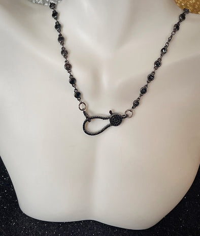 Black Crystal Black Pave Charm Necklace