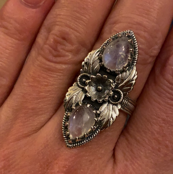 Sterling Silver Custom Crawler Ring Moonstone