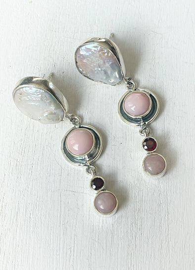 STERLING SILVER ARTISAN PEARL MIX EARRINGS