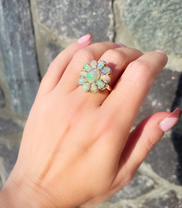 Sterling Silver Ethiopian Opal Small Custom Vintage Style Ring