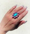 STERLING SILVER BLUE/PINK OPAL MINI CLUSTER RINGS