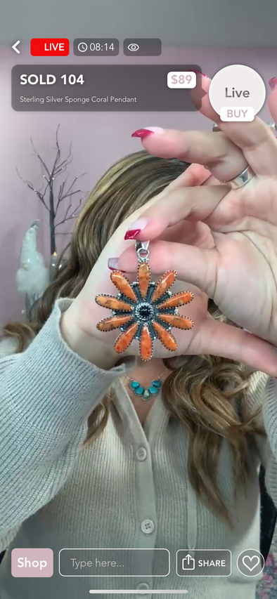 Sterling Silver Sponge Coral Pendant