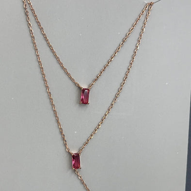 Sterling Silver Rose Gold Double Layer Necklace