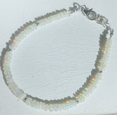 Sterling Silver Ethiopian Opal Bracelet With Silver Accents