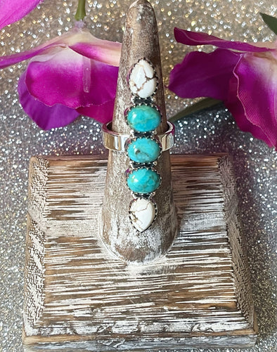 Sterling Silver Turquoise/Wild Horse Crawler Ring