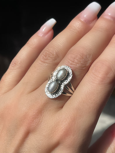 STERLING SILVER PEARL ARTISAN MINI CRAWLER RING