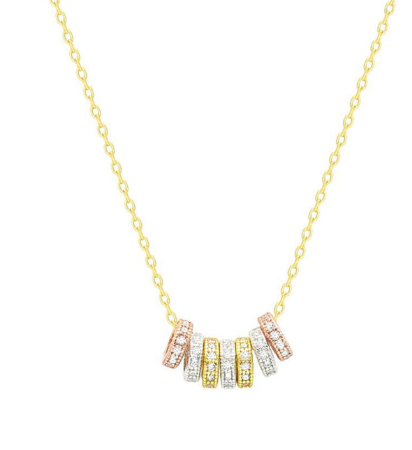 Sterling Silver Gold Multi Ring Necklace