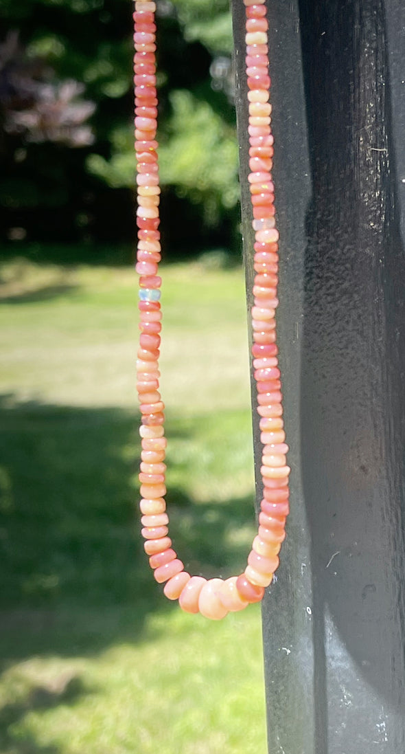 STERLING SILVER PINK COLORED ETHIOPIAN OPAL NECKLACE