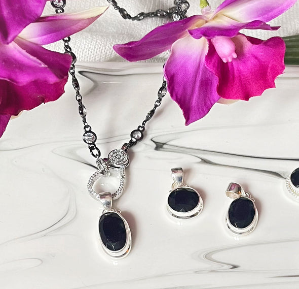 Sterling Silver Black Onyx Dainty Pendants