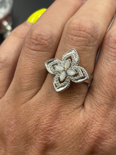 Sterling Silver CZ Pearl Ring