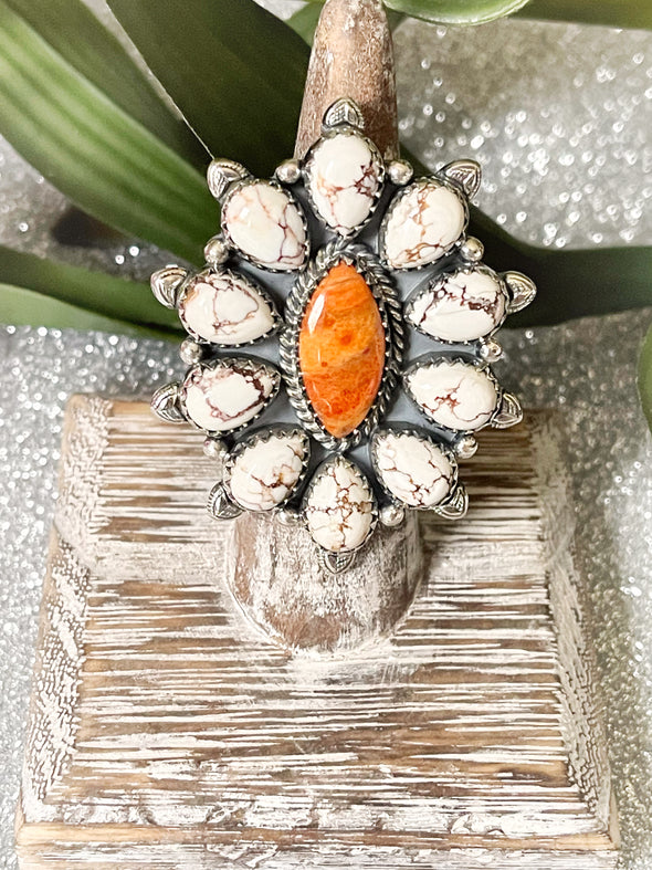 Sterling Silver Sponge Coral/Wild Hors Custom Ring