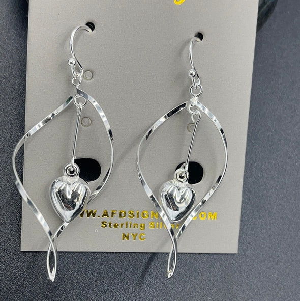 Sterling Silver Twist Heart Earrings
