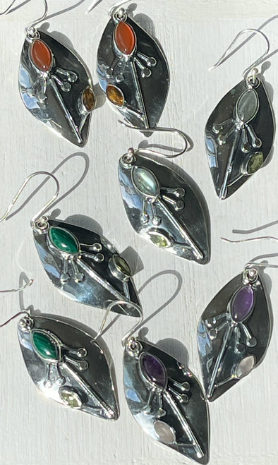 STERLING SILVER ARTISAN GEM EARRINGS