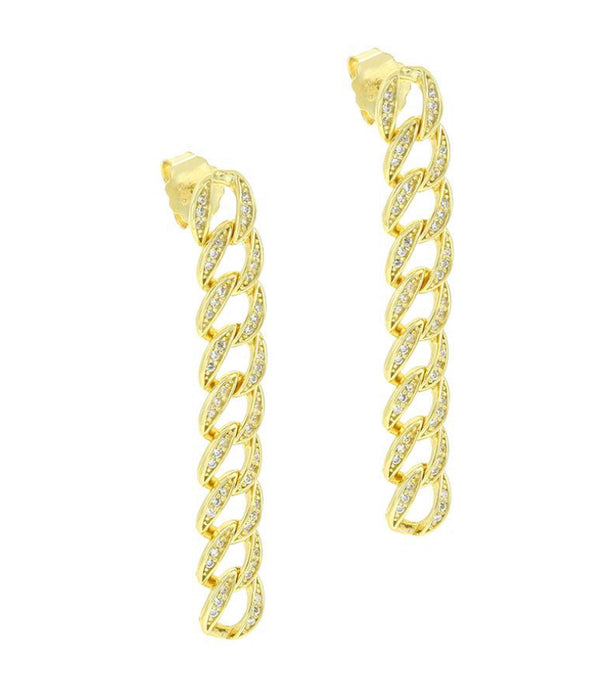 Sterling Silver Gold Dip Chain CZ Earrings