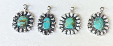 Sterling Silver Turquoise/Wild Horse Cluster Pendants