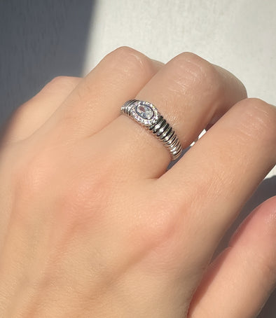 Sterling Silver Classy CZ Detail Ring