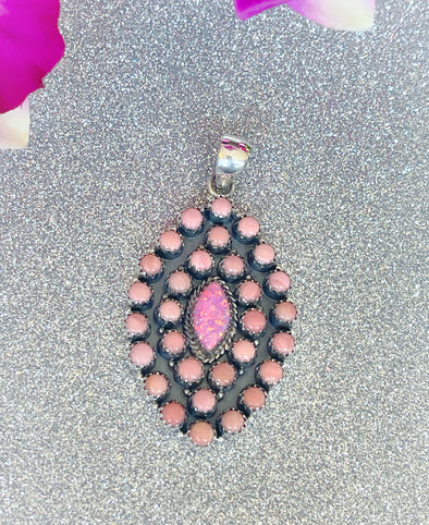 Sterling Silver Pink Opal Custom Statement Pendant