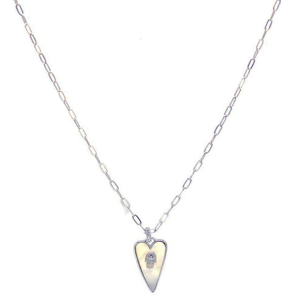 Sterling Silver Mother Of Pearl Heart Hamsa