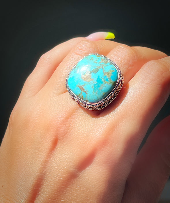 Sterling Silver Turquoise Artisan Bold Beautiful Ring
