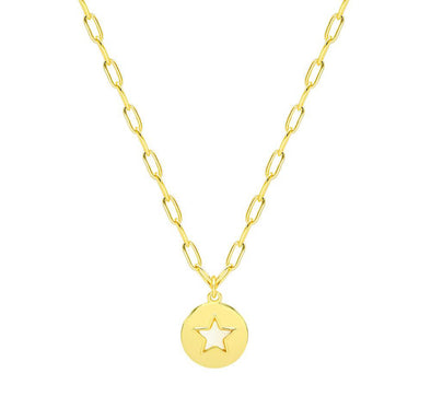 Sterling Silver Gold Dipped Star Paper Clip Necklace