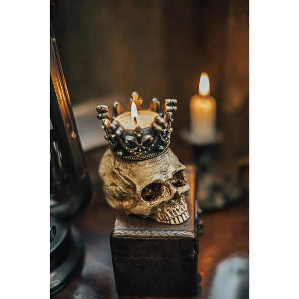Dark academia Skull candle holder crown Halloween decor