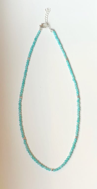 Sterling Silver Chalcedony Beaded Necklace