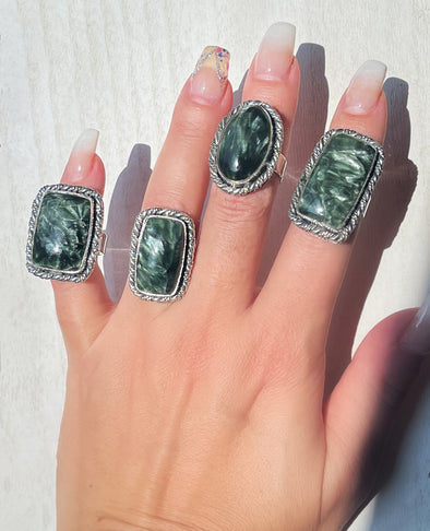 Sterling Silver Seraphinite Artisan Rings