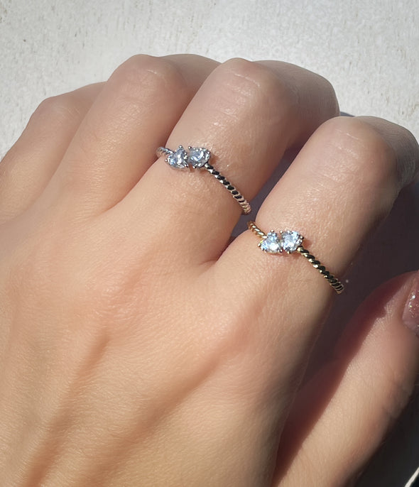 Sterling Silver Double Trillion Roped Dainty Boho Rings