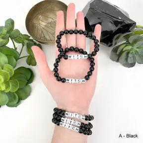 Black Obsidian Witch Beaded Bracelet
