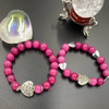 Cranberry Jade Heart Bracelet Set