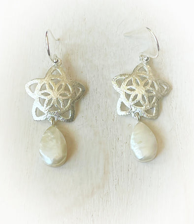 STERLING SILVER GEM DROP EARRINGS