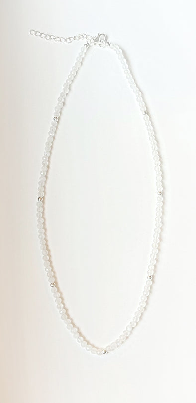 Sterling Silver Moonstone Beaded Accent Necklace