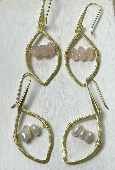 Sterling Silver 18k Dipped Stone Artisan Earrings