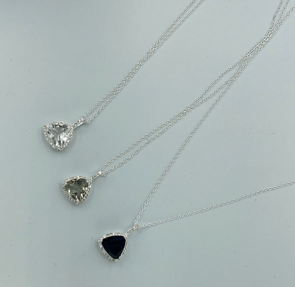 Sterling Silver Trillion Stone CZ Necklace