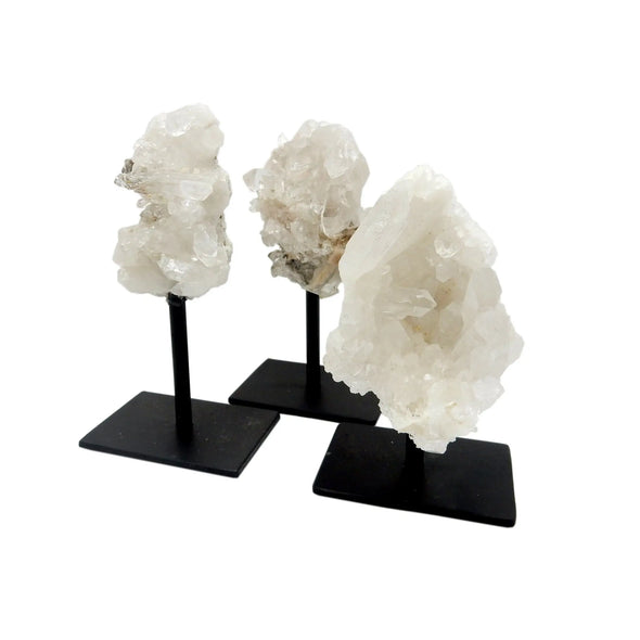 Crystal Quartz Cluster on Metal Stand