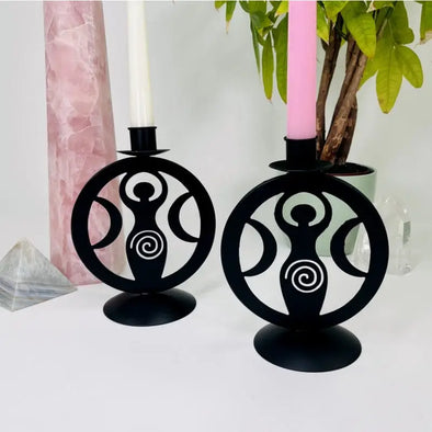 Earth Goddess with Moon Crescent Candle Holder