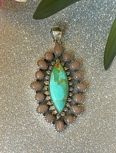 Sterling Silver Turquoise/Chocolate Moonstone Custom Pendant