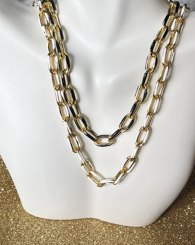 Gold Colored Mix Chain Link Necklace