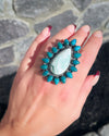 Sterling Silver Green Opal Chrysocolla Cluster Rings