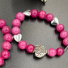 Cranberry Jade Heart Bracelet Set