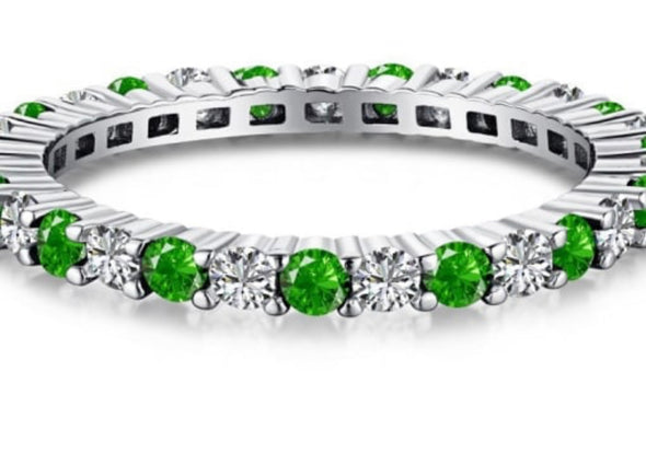 Sterling Silver Green CZ Eternity Band
