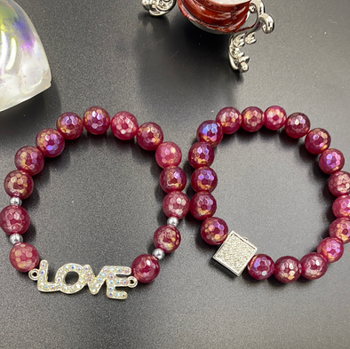 Faceted Cranberry Jade Bracelets