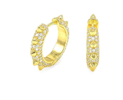 Sterling Silver Spike CZ Hoop Earrings
